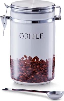 Produktbild von Zeller Kaffeedose m. Löffel, Steingut/Edelstahl Ø10,5x19