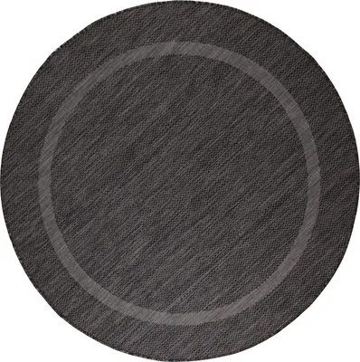 Image de Carpetsale24 Tapis Intérieur Extérieur Tissage Plat Aspect Sisal avec Bordure Imperméable pour Cuisine Terrasse Salon, Taille: 120 cm rond