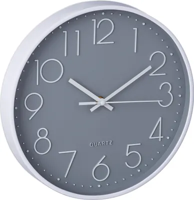 Produktbild von Relaxdays Wanduhr modern, batteriebetrieben, Küchenuhr analog, mit Sekundenzeiger, Badezimmeruhr, Ø 30 cm, grau/weiß
