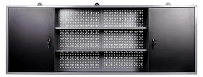 Produktbild von Metallwerkstattschrank, 160x16x60 (H) cm, 2 abschließbare Türen, Hängeschrank mit Einlegeböden (anthrazit)