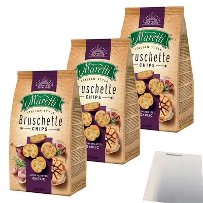 Produktbild von Maretti Bruschette Knoblauch 3er Pack (3x150g Beutel) + usy Block
