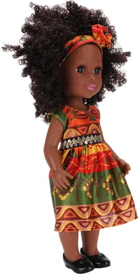 Immagine prodotto di 14 pollici bambola nera con fascia per capelli vestito carino afro capelli ragazze moda abiti modificabili