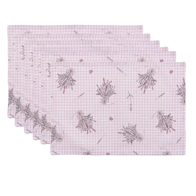 Obrázok produktu pre Clayre & Eef Sada 6 podložiek 48x33 cm Fialová Biela Bavlna Lavender