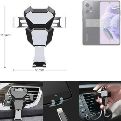 Produktbild von K-S-Trade Lüftungshalterung kompatibel mit Xiaomi Redmi Note 12 Pro+ kompakte Handy-Halterung Lüftungsschlitz Lüftungsgitter Autohalterung KFZ
