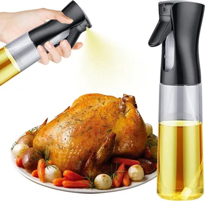 Immagine prodotto di Flacone spray per olio - 300 ml - Olio da cucina, senza BPA - Dosatore per friggitrice ad aria, insalate, grigliate - 5 cm (L) x 25 cm (A) - Nero