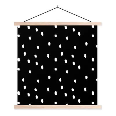 Produktbild von MuchoWow® Textilposter Schwarz - Weiß - Design - Punkte 40x40 cm mit holzfarbenen Rahmen - Posterleiste