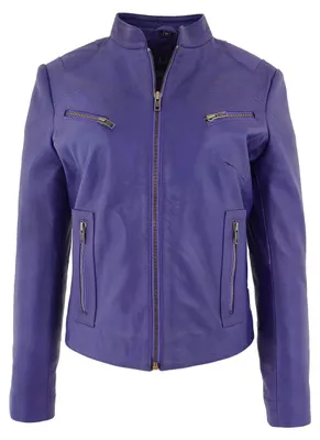 Produktbild von Damen-Bikerjacke – Lila mit Stickereien