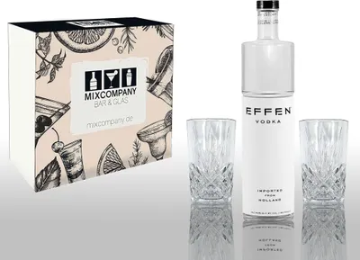 Produktbild von 50 Cent Geschenkset Effen Vodka 0,75L (40% Vol) mit 2 Longdrink Gläsern in Kristalloptik- [Enthält Sulfite]