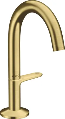 Image de Robinet de lavabo AXOR One, modèle Select 140, avec système de vidange à poussoir, finition laiton brossé