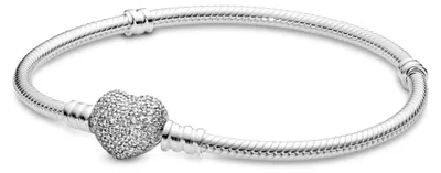 Produktbild von PANDORA Moments Schlangen-Gliederarmband mit Funklendem Herz-Verschluss 590727CZ