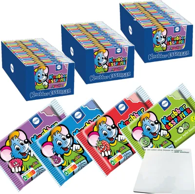 Produktbild von Küchle Knabber Esspapier 4-farbig verschiedene Geschmäcker 3x VPE (3x625g Packung) + usy Block