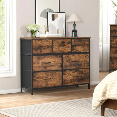 Produktbild von SONGMICS Kommode, Schrank, 7 Stoffschubladen, für Schlafzimmer, Flur, Wohnzimmer, braun-schwarz