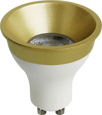 Image de Ampoule LED Deep-Deco Réflecteur blanc 4,9W GU10 550lm blanc chaud 3000K 36° + anneau or Ø5cm