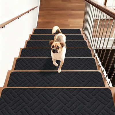 Produktbild von Omgoods – Set mit 14 Treppenstufen – Selbstklebende Treppenauflage für Stufen, 76 x 20 cm, rutschfest