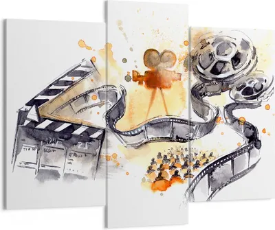 Produktbild von Bild auf Leinwand - Leinwandbild - Film Projektor Illustration - 130x100cm - Wand Bild - Wanddeko - Leinwanddruck - Bilder - Kunstdruck - Wanddekoration - Leinwand bilder - Wandkunst - CB130x100-3017