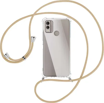 Produktbild von Handykette Backcover-Schutzhülle mit Band (Metall silberfarben) für Nokia C22 4G (6.5'') - caramel