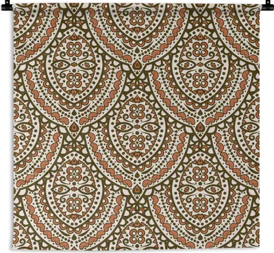 Produktbild von MuchoWow® Wandteppich Wandbehang Muster - Orange - Braun 150x150 cm Tapisserie Dekoration Wandtuch - Wohnaccessoires - Modernes