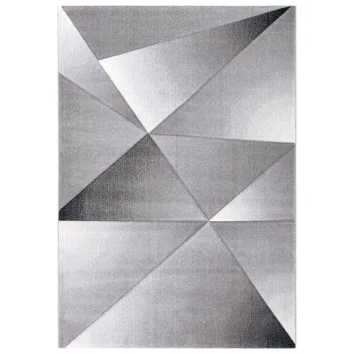 Produktbild von Designer Teppich Modern Geometrische Muster Kurzflorig Grau Schwarz Weiß Meliert, Maße:120 x 170 cm