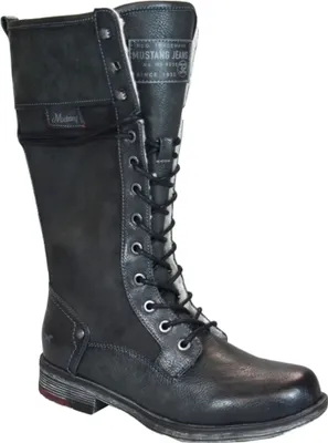 Produktbild von Mustang Damen Stiefel Schnürstiefel Warmfutter Blockabsatz 1295-606, Größe:38 EU, Farbe:Schwarz
