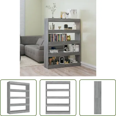 Produktbild von The Living Store Bücherregal/Raumteiler Grau Sonoma 100x30x135 cm