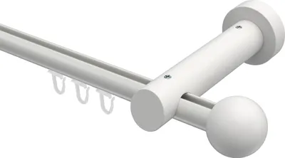 Produktbild von Interdeco Innenlaufstange / Gardinenstange mit Innenlauf Weiß, Typ Talent Luina (Kugel), 20 mm Ø 1-läufig, 420 cm
