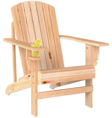 Produktbild von Outsunny Adirondack-Gartenstuhl Gartenliege Gartenmöbel Balkonstuhl Natur