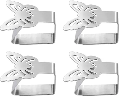 Produktbild von 4 Stück Edelstahl Tischdeckenclips Klemmen Tischdeckenklemmen Tischklammern Tischdeckenhalter Abdeckungen (Schmetterling)