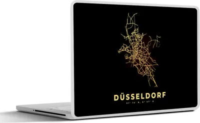 Produktbild von MuchoWow® Laptop Aufkleber Sticker Cover Gold - Düsseldorf - Karte - Stadtplan - Wegbeschreibung 30x21 cm - Sticker für Laptop - Selbstklebend