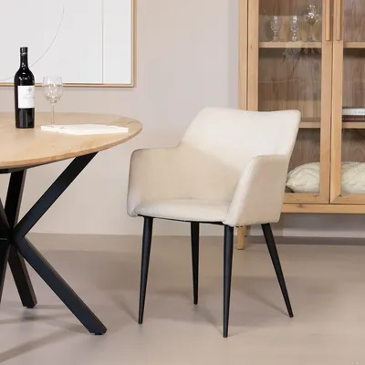 Produktbild von Giga Meubel Esszimmerstuhl Ellis - Beige Stoff - 2er Set
