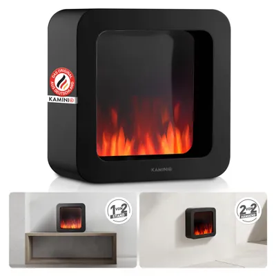 Produktbild von KAMINIO Elektrischer Tischkamin MIA L - Dekoratives Elektro-Tischfeuer mit 3D-Flammeneffekt, ausdauerndem Akku für portable Nutzung - Schwarz