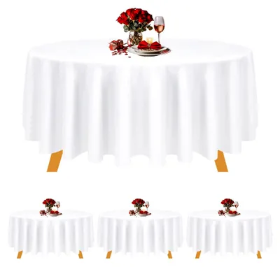 Produktbild von Runde Tischdecke in Weiß, 178 cm, aus Polyester für verschiedene Anlässe