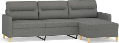 Immagine prodotto di vidaXL Divano a 3 posti con poggiapiedi grigio scuro 210 cm in tessuto