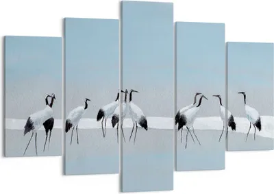 Produktbild von Bild auf Leinwand - Leinwandbild - 5 Teile - Vögel Kraniche Natur - 150x100cm - Wand Bild - Wanddeko - Wandbilder - Leinwanddruck - Bilder - Wanddekoration - Leinwand bilder - EA150x100-4921