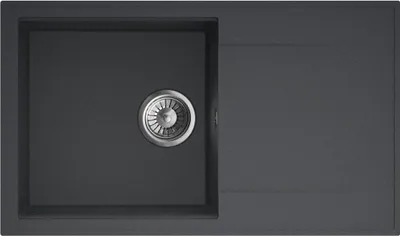 Produktbild von Granitspüle - Spülbecken - Küchenspüle - 78 x 46 cm - Black Metallic - Einbauspüle - Kratzfest, Elegant, Platzsparend, mit Siphon, Carlo 78