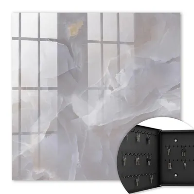Produktbild von Metall Schlüsselkasten 30 x 30 cm - schwarzer Schlüsselschrank zur Wandmontage - wandhängende Schlüsselbox mit Tür - nach links öffnend - Schlüsselaufbewahrung für Flur - Büro - Arbeitszimmer - Werkstatt - Garage - Graue Eleganz