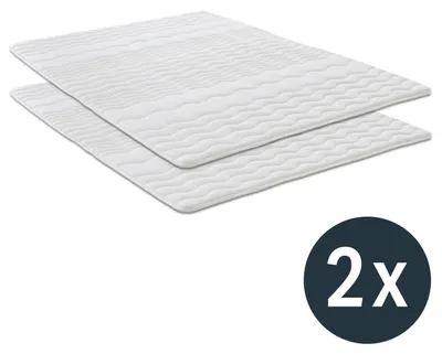 Obrázek produktu pro 2,5 cm komfortní pěnová matrace 90 x 200 cm s prošíváním a gumovými úchyty v rozích, dvojité balení (2 kusy)