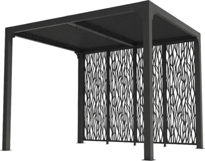Image de Pergola bioclimatique aluminium - gris anthracite - ventelles latérales mobiles imitation bois - 7,2 m²