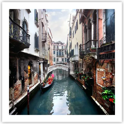Produktbild von Poster - Poster ohne Rahmen - Boot Brücke Tourismus Venedig - 60x60 cm - Wand Bild - Wanddeko - Wandbilder - Kunstposter - Wandposter - Bilder - Kunstdruck - Wandbild - P2XAC60x60-2157