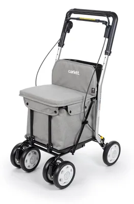 Einkaufswagen mit Sitz, 4-rädrig, klappbar, 29L/15kg, hellgrau
