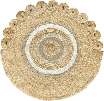 Produktbild von Famanu Juteteppich rund, handgewebt, 100% natürlich - 120x120 cm
