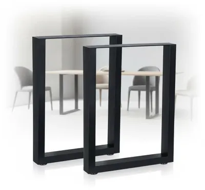 Image de Mucola Piètement de table set de 2 patins de table acier Piètement de table pieds de table Piètement patins design industriel - Noir 100x72 cm