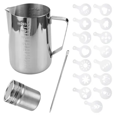 Milchkännchen 900 ml Edelstahl mit Latte-Art-Set
