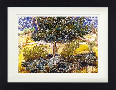 Produktbild von Vincent Van Gogh Gerahmtes Bild Mit Edlem Passepartout | Wand-Bilder | Im Bilderrahmen - Baum Und Sträucher Im Garten Der Heilanstalt, 1889 (30 x 40 cm)