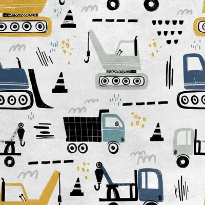 Productafbeelding van Koninklijke fluwelen stof, polyester, geschikt voor naaien - motief: bouwmachines