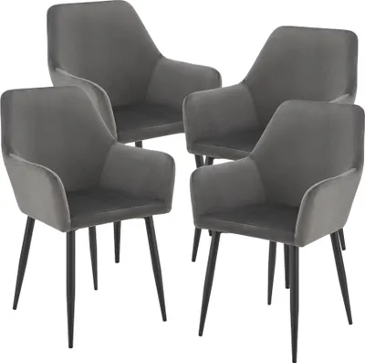 Produktbild von en.casa® Esszimmer-Armlehnstuhl Samt Dunkelgrau Hollola 120 kg