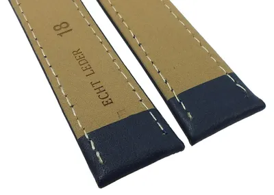 Produktbild von Minott Uhrenarmband 18mm Ton in Ton Naht > Leder blau > glatt > flach, Stegbreite:18mm, Schließe:Silbern
