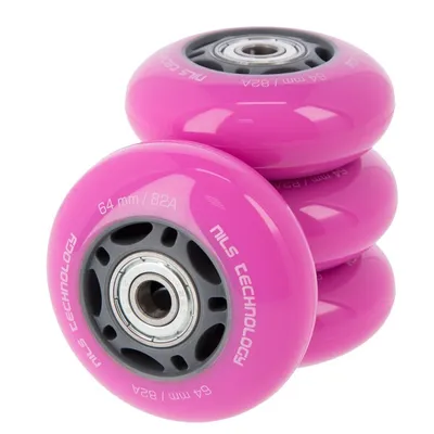 Produktbild von PU-Räder mit Lagern NILS EXTREME 64x24mm ABEC 7 rosa