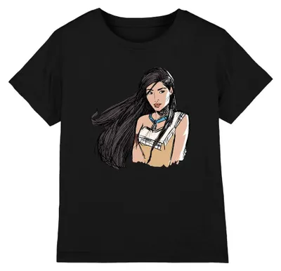 Produktbild von Disney Pocahontas Sketch Kinder T-Shirt, Schwarz, 3–4 J – Größe 3-4 Jahre