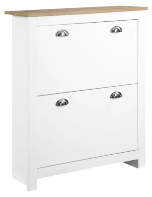 Immagine prodotto di Mobile Scarpiera Slim Salvaspazio 2 Cassetti a Ribalta 12 Paia di Scarpe 79x23x90,5 cm Bianco