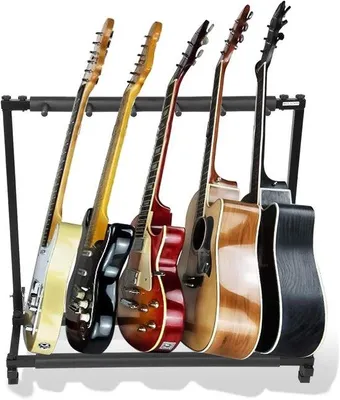 Produktbild von Gitarrenstandaard für fünf Gitarren mit Gummiabschutz
